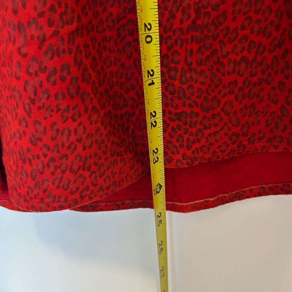 Vintage 80's VAKKO New York Red Leopard print Suede Blouson Mini Dress XS USA - Picture 8 of 8